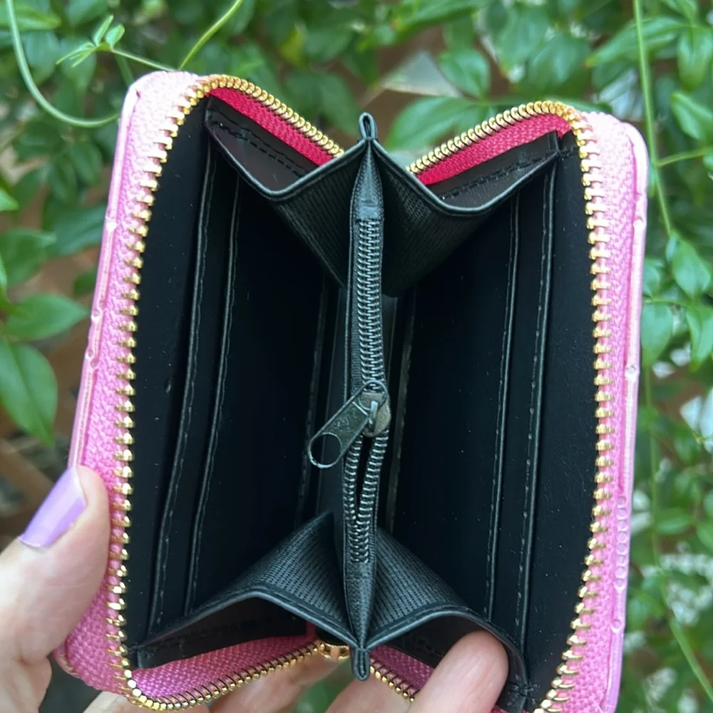 Iridescent Pink Heart Embossed Boho Wallet